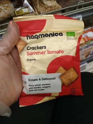HARMONICA, ORGANIC CRACKERS WITH TOMATO AND OREGANO 60 G