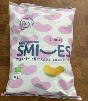 HARMONICA, ORGANIC CHICKPEAS STICKS WITH COCONUT BUTTER "SMILES" 50 G 
