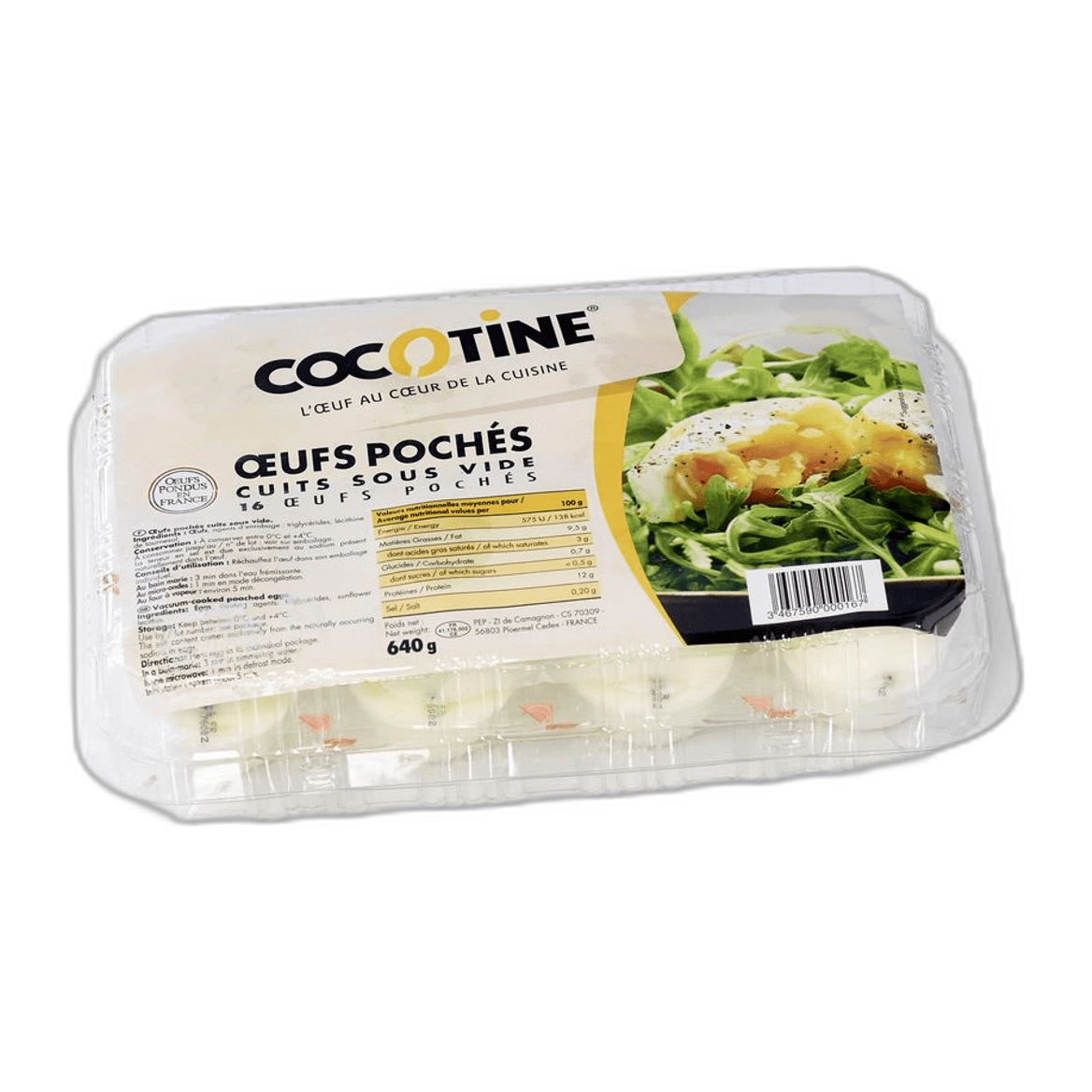 Cocotine, 16 Oeufs Poches Cuit Sous Vide, 640g