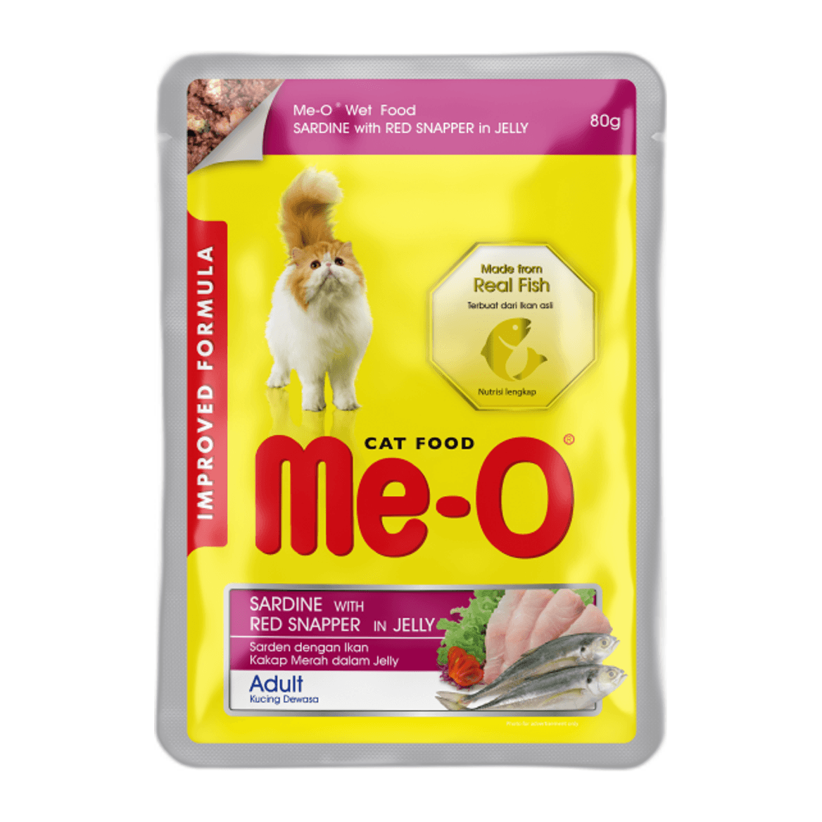 Me-O, Sardine W/Red Snapper In Jelly Pouch, 80g