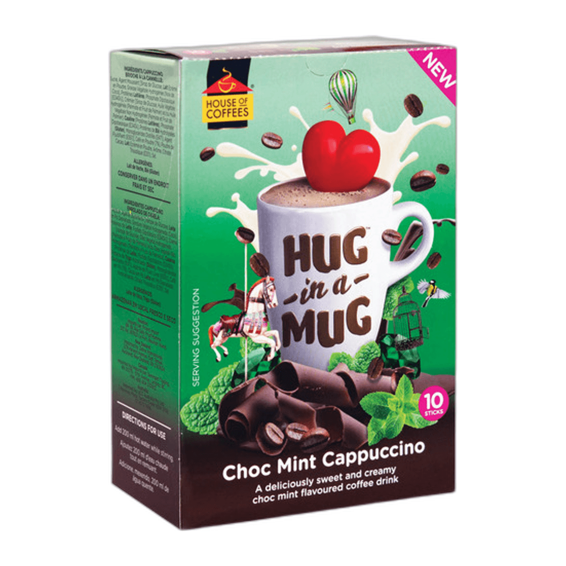 Hug In A Mug, Choc-Mint Cappuccino 10 Sticks