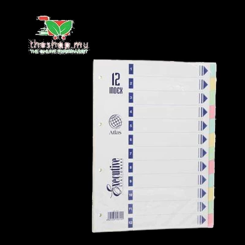 Atlas Bristol Index Dividers 12 Tab Colour, x12