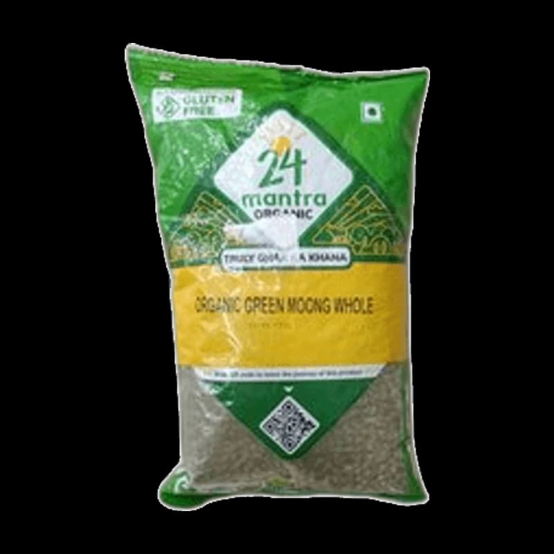 24Mantra, Organic Green Moong Dal Whole, 500g