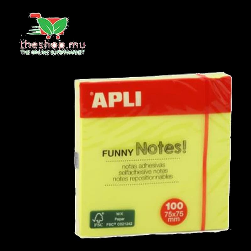 Apli, Yellow Funny Sticky Notes 100pcs, 75x75 mm