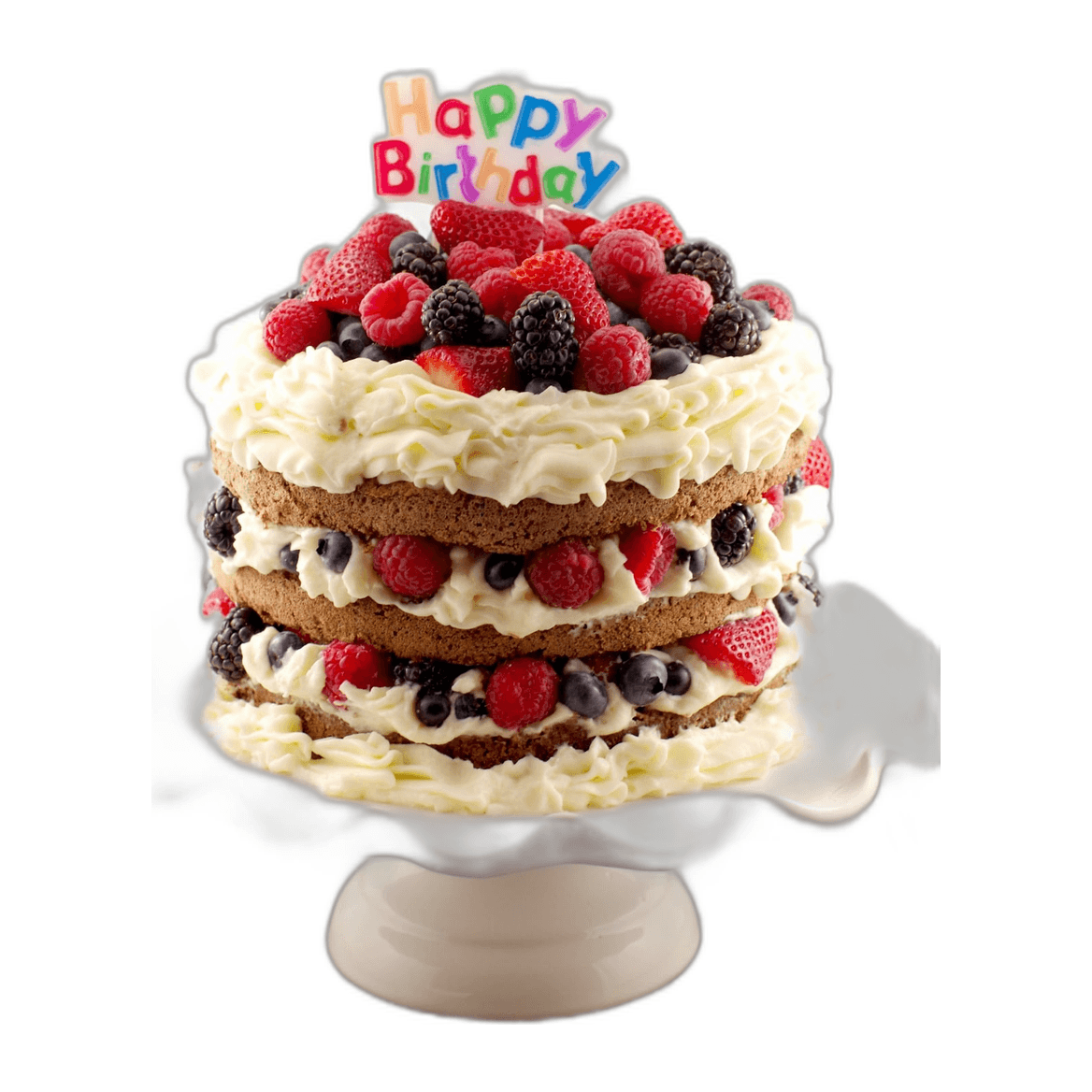 Happy Birthday Cake 'Genoise Chocolat' Fruit Decor