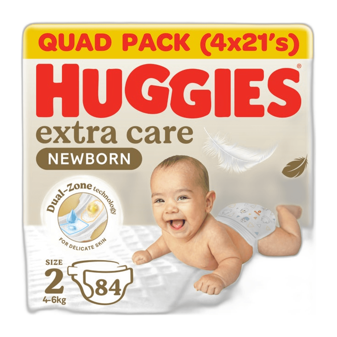 Huggies, Newborn Size 2, 4-6 Kg, 32 diapers