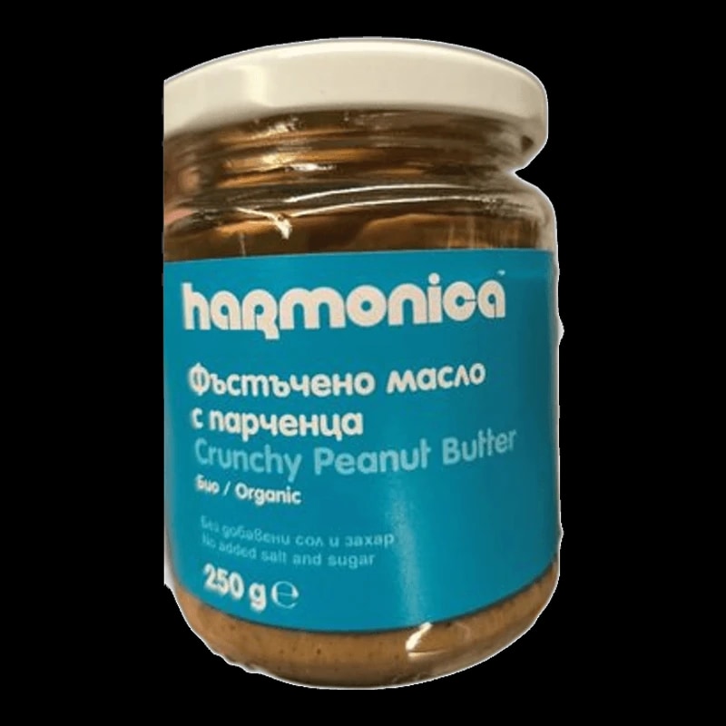HARMONICA, ORGANIC CRUNCHY PEANUT BUTTER 250 G 