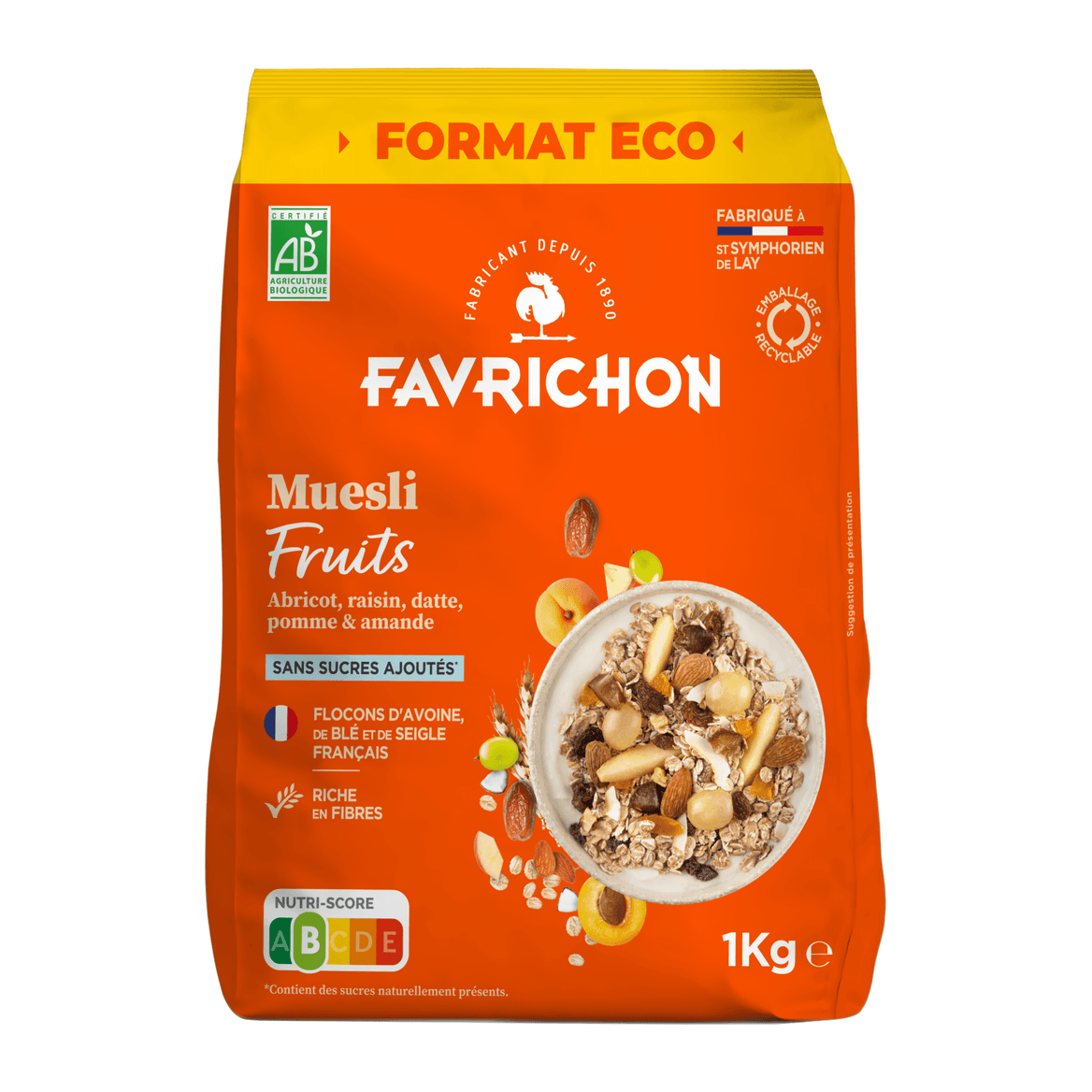 Favrichon, Tradition Muesli 60% Fruit & Seeds Bio,