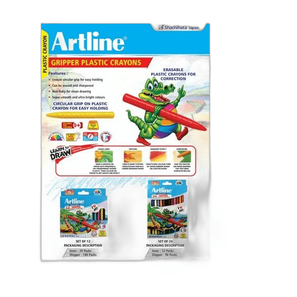Artline, Gripper Plastic Crayons Set of 12