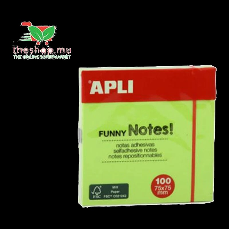 Bloc Note Stationery Apli, Green Funny Sticky Notes 100pcs, 75x75 mm