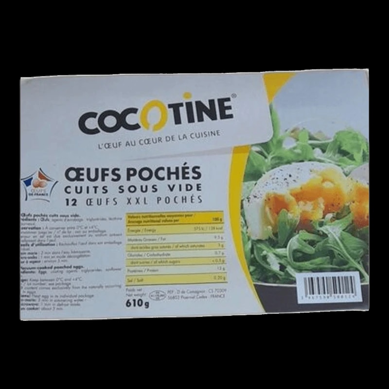 Cocotine, 12 Oeufs Poches Cuit Sous Vide, 640g