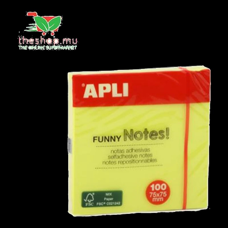 Bloc Note Apli, Yellow Funny Sticky Notes 100pcs, 75x75 mm