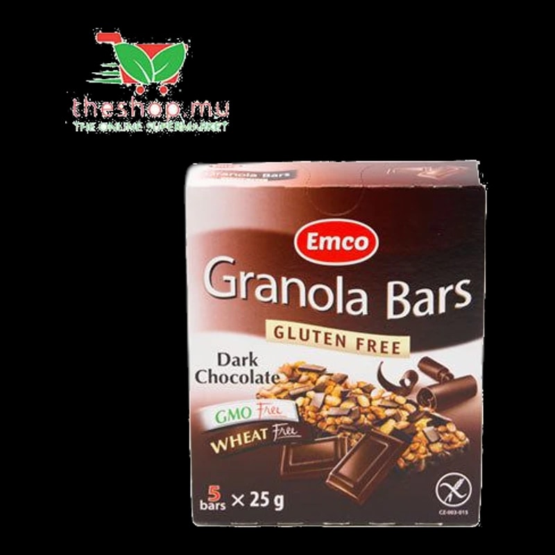 TheShop.mu-Emco, gluten-Free Bar Dark Choc. X5, 125g -Cereals