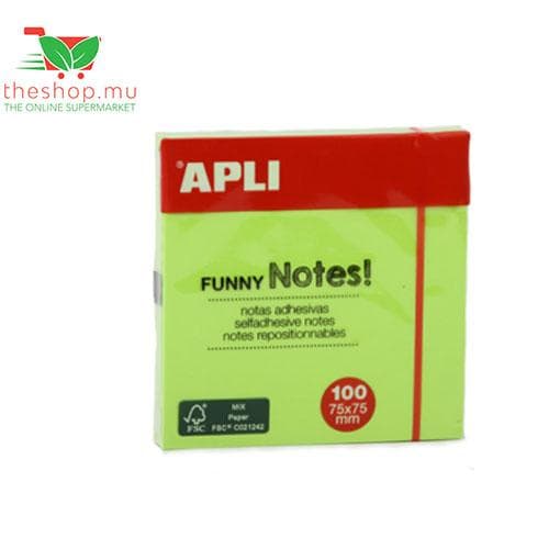 Apli, Green Funny Sticky Notes 100pcs, 75x75 mm